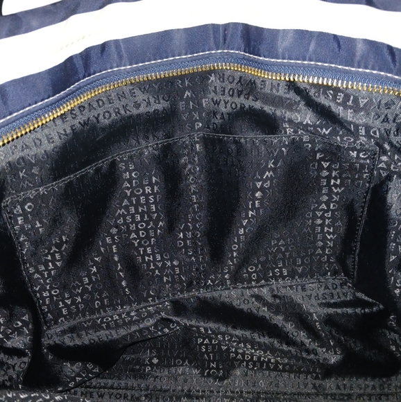 Kate Spade New York Black and White Striped Nylon Tote Shoulder Bag, - Picture 7 of 15